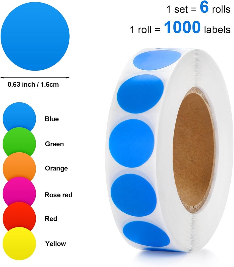WUINOID 6000 Pcs Colored Dot Stickers, Circle Color Coding Labels, Garage Yard Sale Price Stickers, Office Classroom Decor Must Haves Supplies, Pricing Tag Labels - Image 2